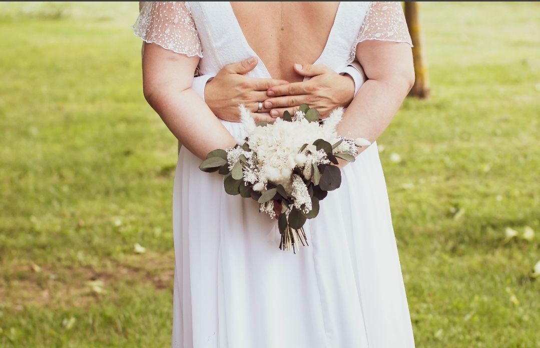 bouquet de mariage fleurs séchées blanc