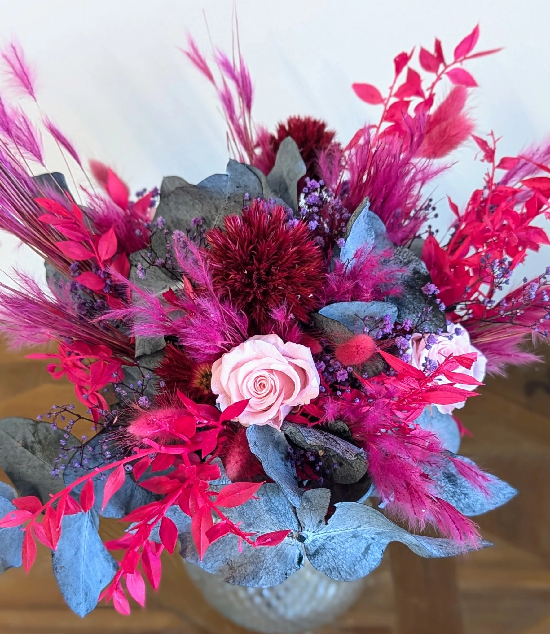 gros plan beau bouquet rose et fuchsia 